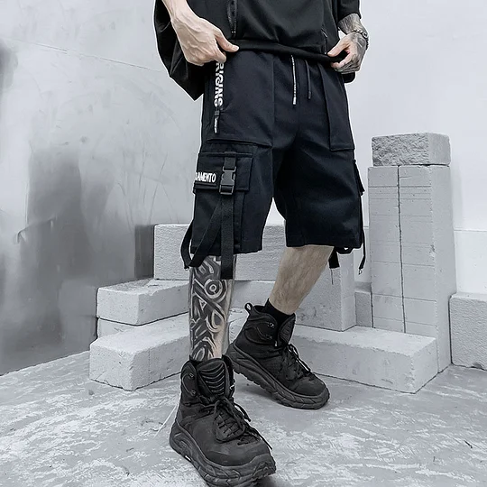 On budget Futuristic Techwear Shorts, Cyberpunk Streetwear
