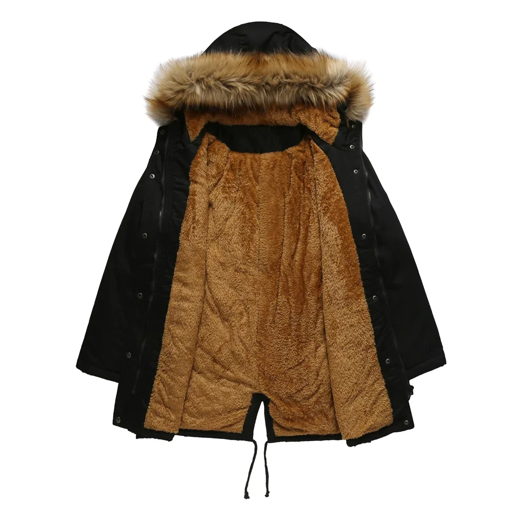 Hooded Plush Winter Fur Collar Jacket For Women