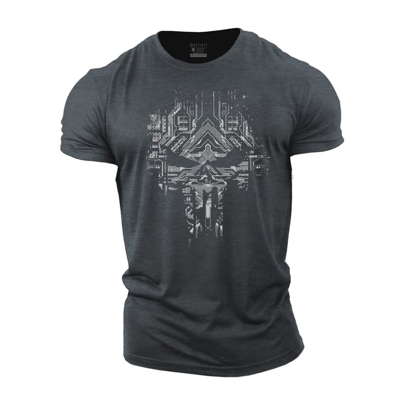 Cotton Skull Graphic Men's Gym T-shirts tacday