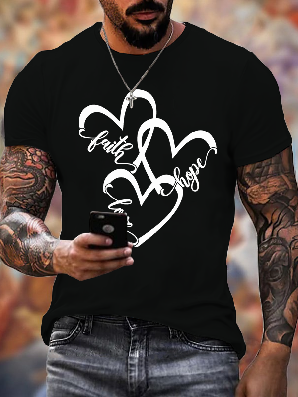 Love Hope Faith Print T-Shirt