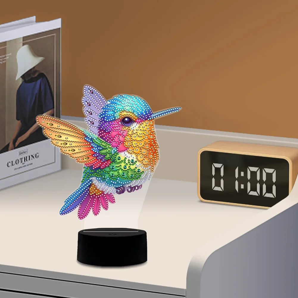 DIY Animal Hummingbird Diamond Painting Night Light Diamond Art Lamp Home Decoration