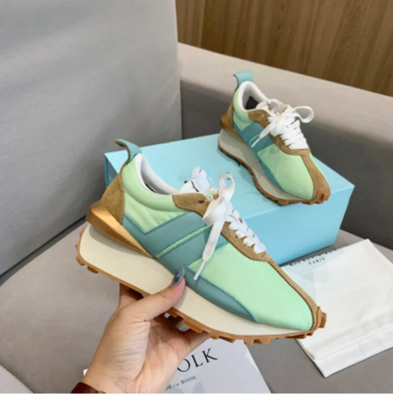 New Platform Casual Running Shoes Women Flat Mixed Color Lace Up Patchwork Sneakers Outdoor Walk Tennis Shoes Zapatillas Mujer