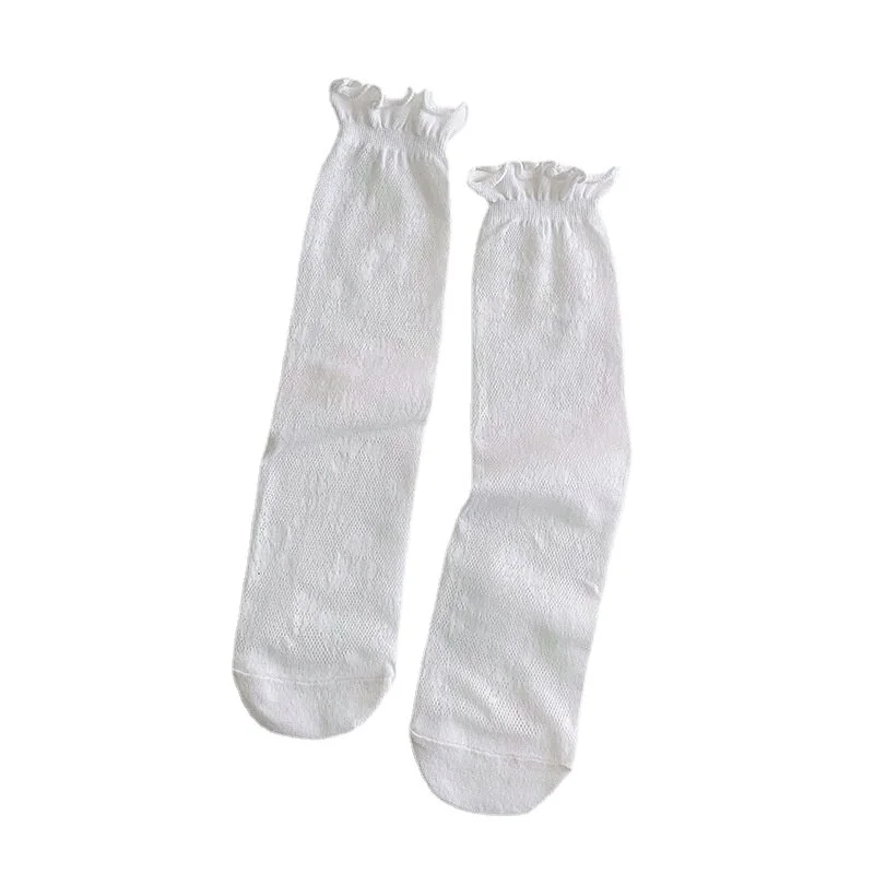Thin White Lace Pile Socks