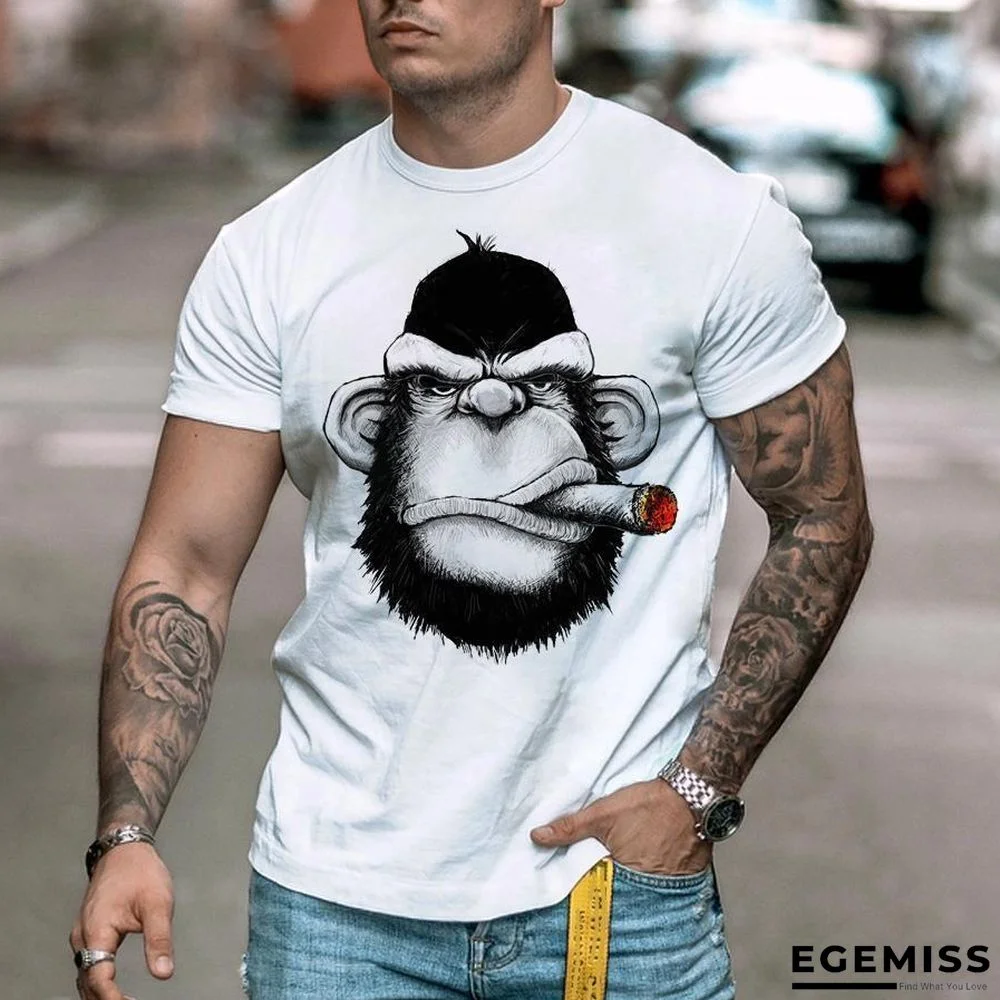 Casual Short Sleeve Digital Printing Slim Fit European and American Personalized Men's T-shirt | EGEMISS