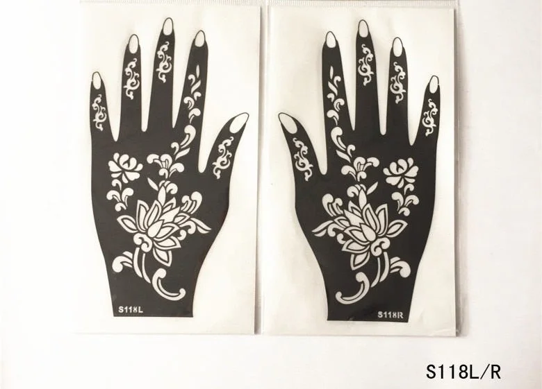 2Pcs/Set Temporary Tattoo stencil 25 designs Body Art Men Women Indian Henna pattern Beauty Waterproof Fake Arm Hand Reuse tatoo