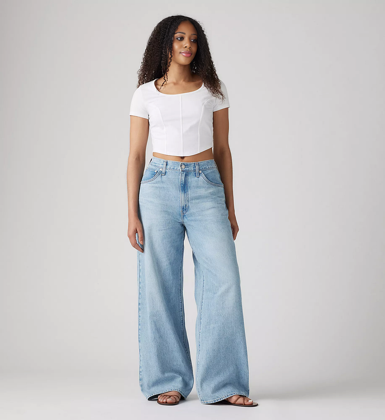 Adjustable Womens Cinch Baggy Jeans 