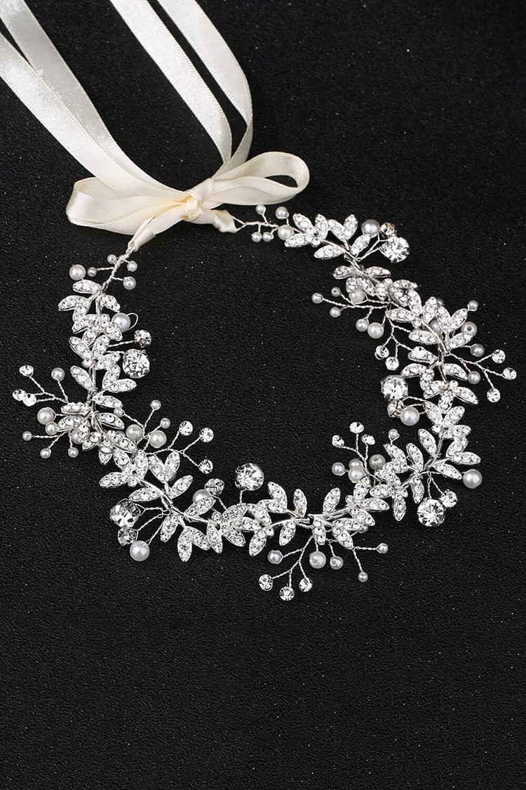 Wedding Alloy Pearl Rhinestone Inlaid Sash Ribbon Belts 2024 - Xpluswear