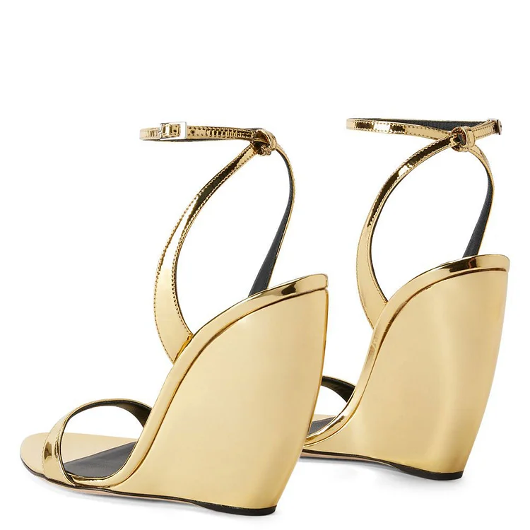 Rillow Gold White Mirror Leather Sandals by Django & Juliette | Shop Online  at Mathers