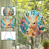(US Local)2D Flat DIY Rabbit 5D Diamond Hanging Clock Art Craft for Living Room Decoration