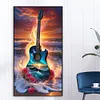 (Grande Taille) Guitare bord de mer-peinture diamant rond-40*70cm