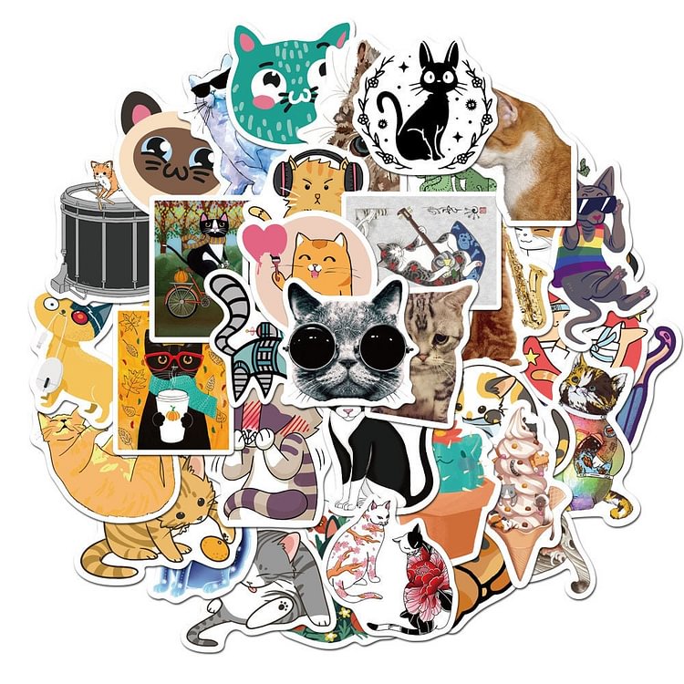 Cool guy Kitten stickers,Animal cat Sticker pack of 50