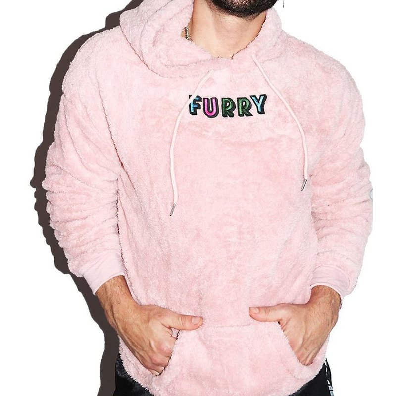 Embroidered Fleece Hoodie Pink