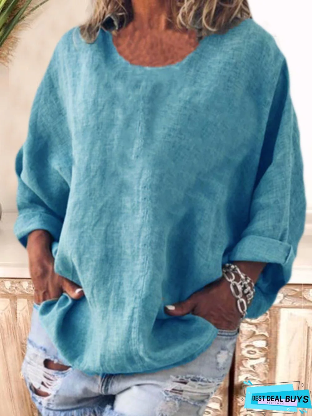 Crew Neck Long Sleeve Casual T-shirt