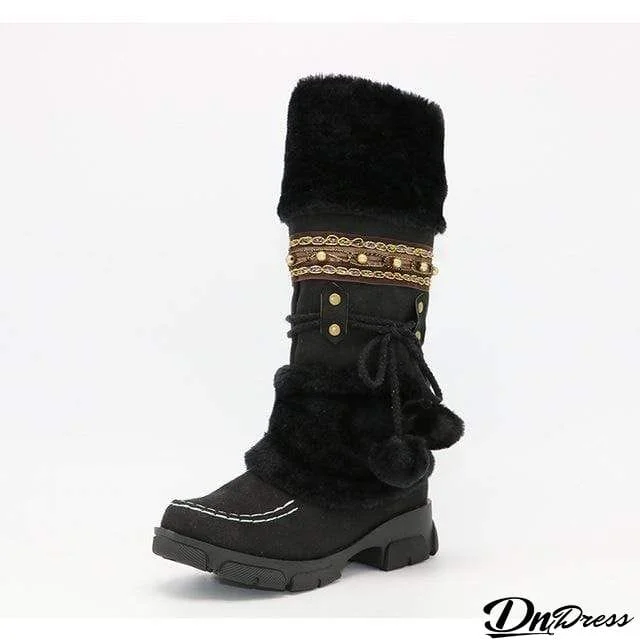 Mid-Calf Thick Fur Boots- 4 Colors