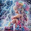 Rainy Beaded Girl Special Shaped 5D DIY Partial Drill Diamonds Dots Gem Art Kits for Adults Beginners Home Decor Diamond Dots Paintings Diamonds Paintings Gem Art 11.81 X11.81inch