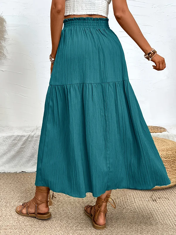 Solid Color Split-Front A-Line Loose Skirts Bottoms