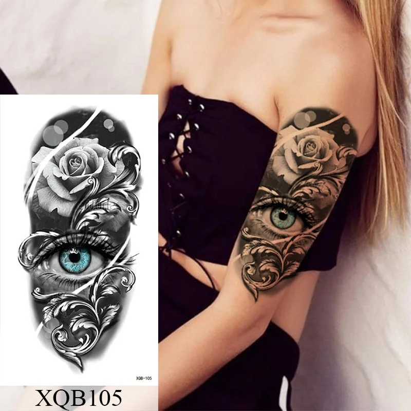 Waterproof Temporary Tattoo Sticker Rose Dreamcatcher Lotus Flash Tattoos Flower Fox Mermaid Body Art Arm Fake Tatoo Women Men