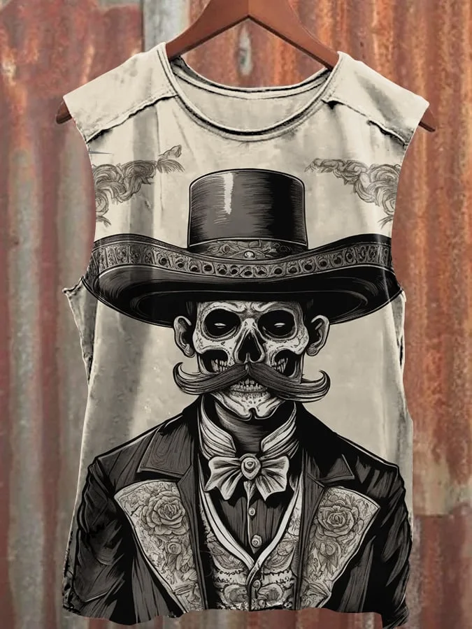 Unisex Vintage Print Casual Vest