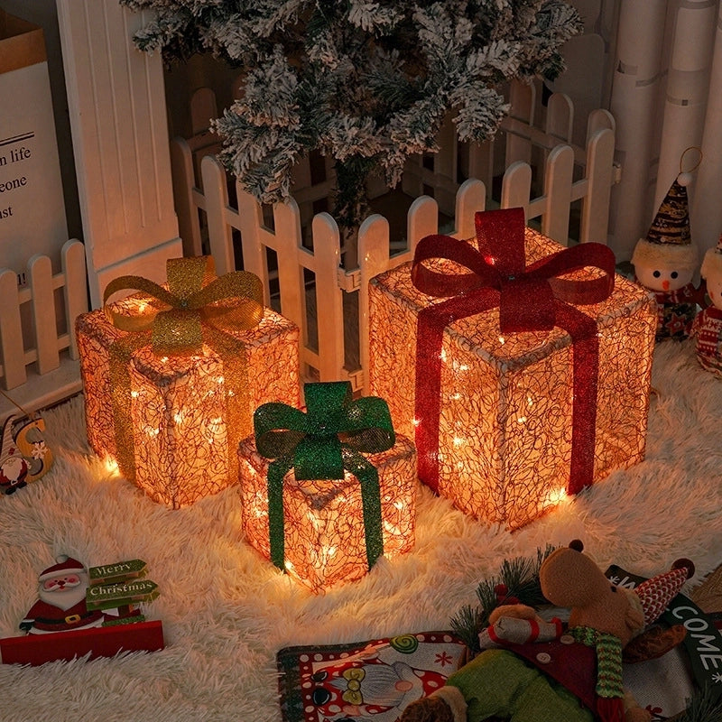 Christmas Cute Gift Box Plastic Indoor Family Gathering Festival Lightings