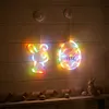 Easter Window Lights 2 Pack Easter Egg and Bunny Shaped Battery Operated Indoor Lights Holiday Decorations for Indoor Outdoor Party Decor