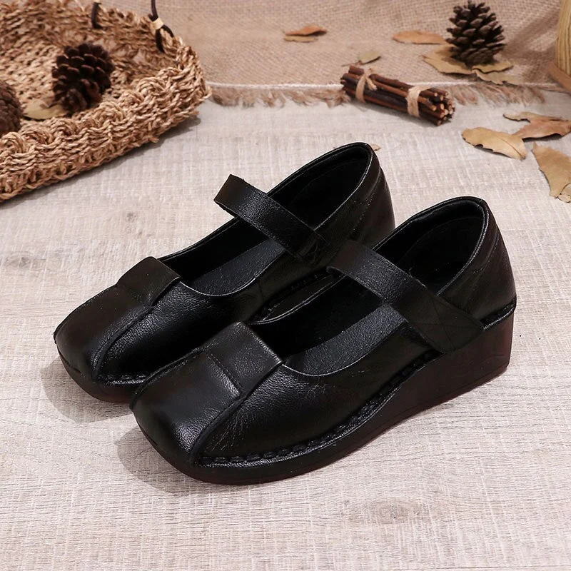 Glglgege 2020 New Genuine Leather Flats Women Shoes And Square Toe Casual Shallow National Style Soft Handmade Ladies Shoes