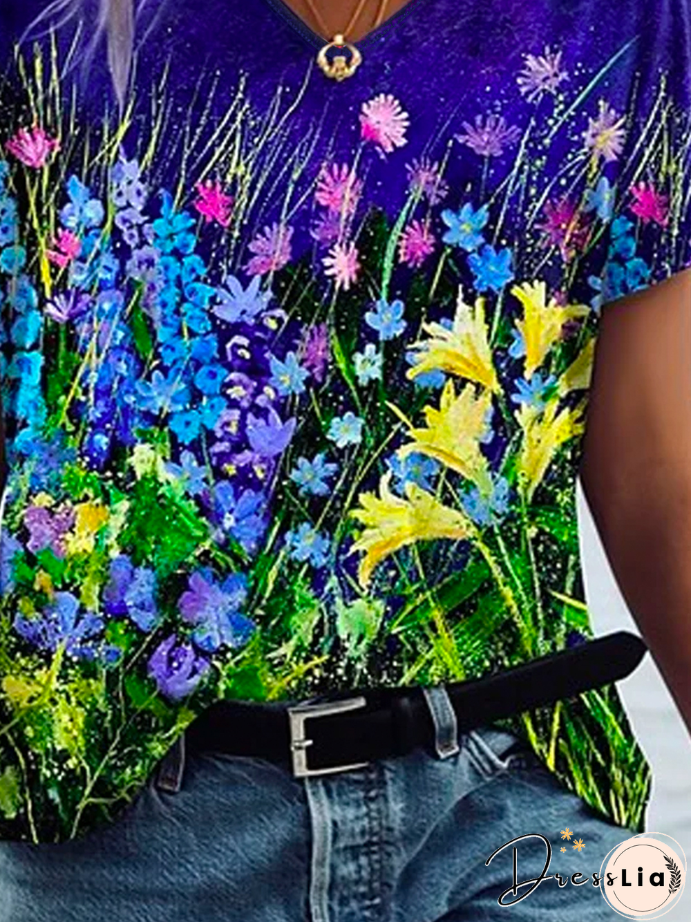 Casual V Neck Loosen Short Sleeve T-Shirt