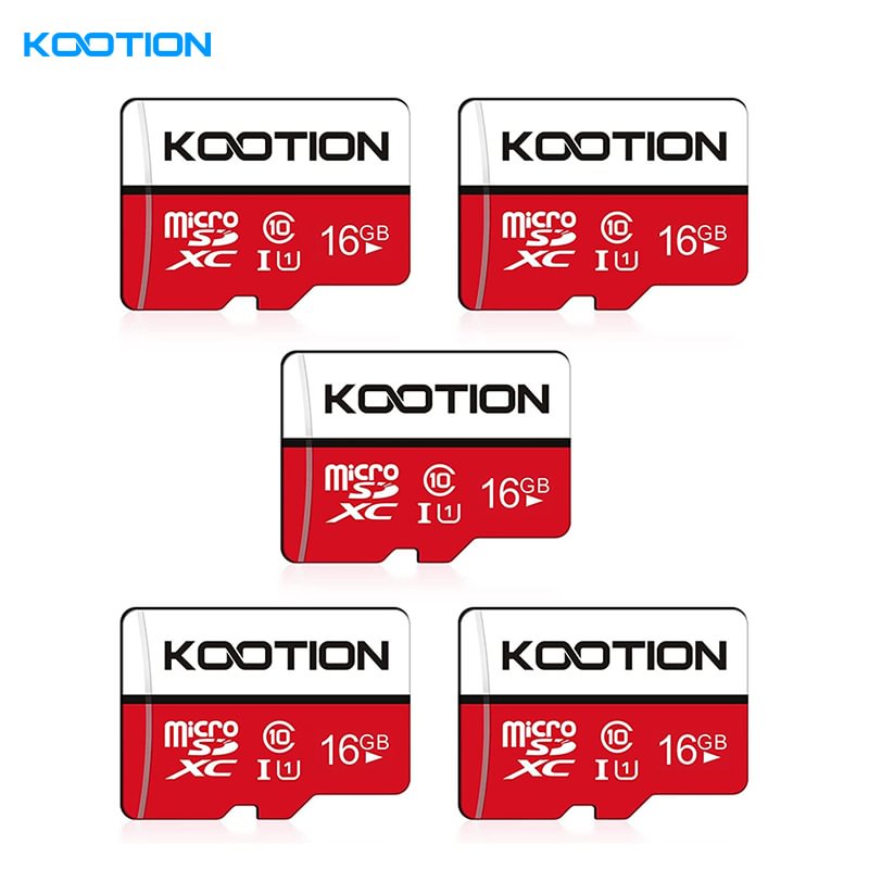 KOOTION 16GB Red Micro SD Card 5PCS