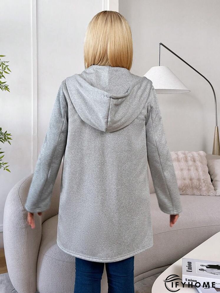 Women's Plain Pocket Hooded Zip-Up Long Sleeve Jacket | IFYHOME