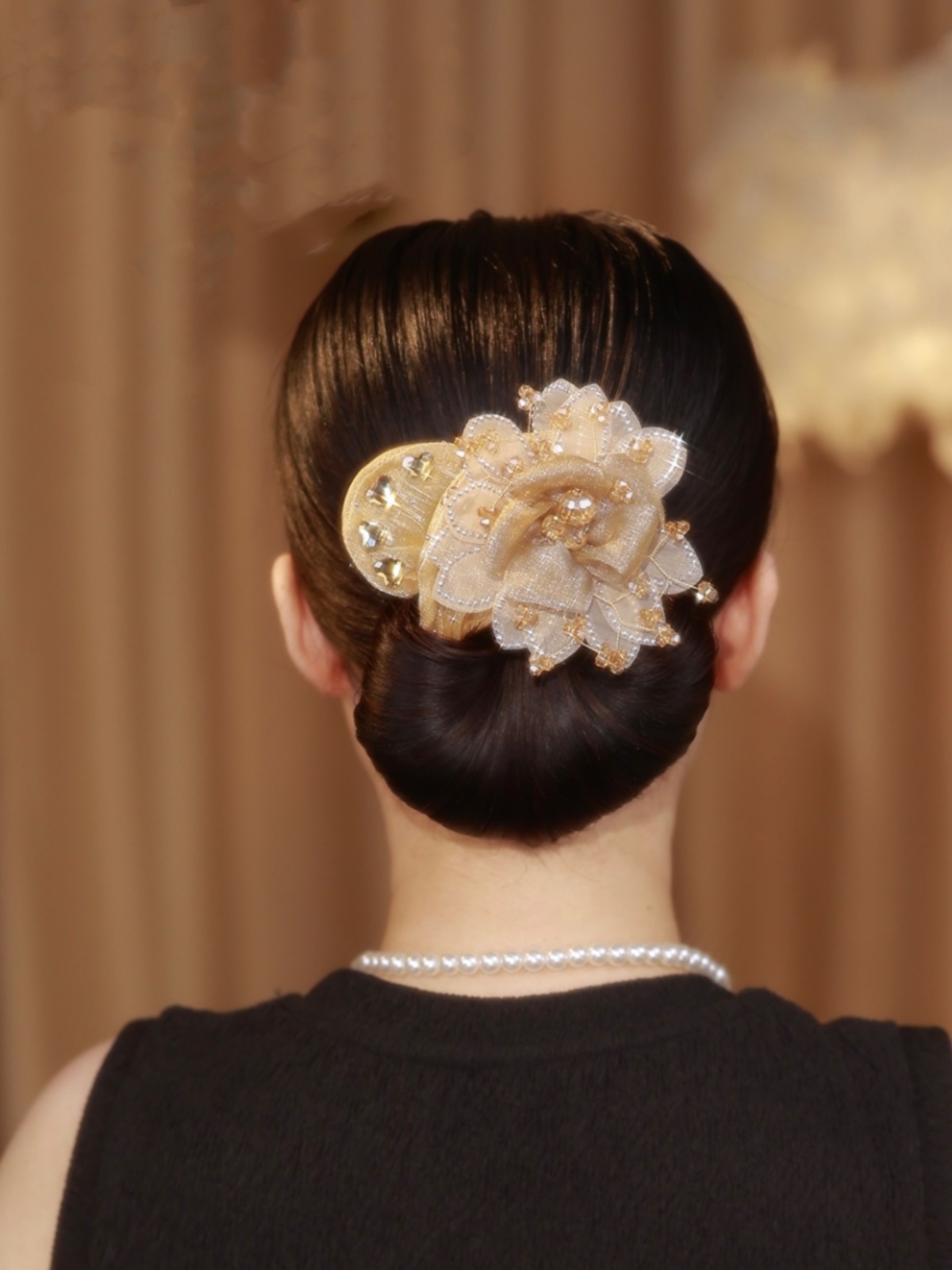 Champagne Lace Flower Hair Disk KERENTILA