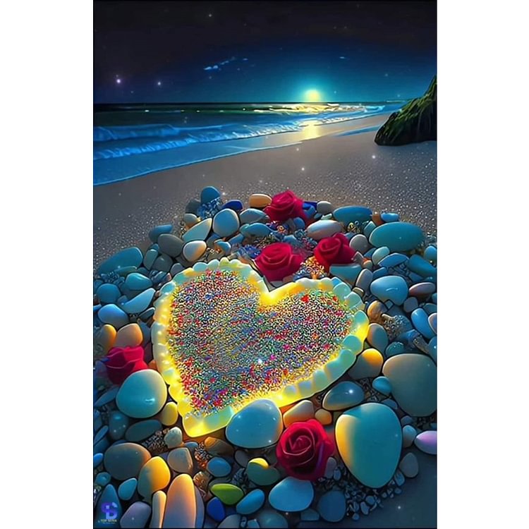 Roses On The Beach At Night 18CT Stamped Cross Stitch (40*60CM) fgoby
