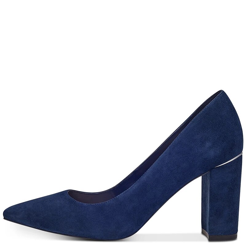 TAAFO Blue Pumps High Square Heels Women Pointed Toe Ladies Office Shoes