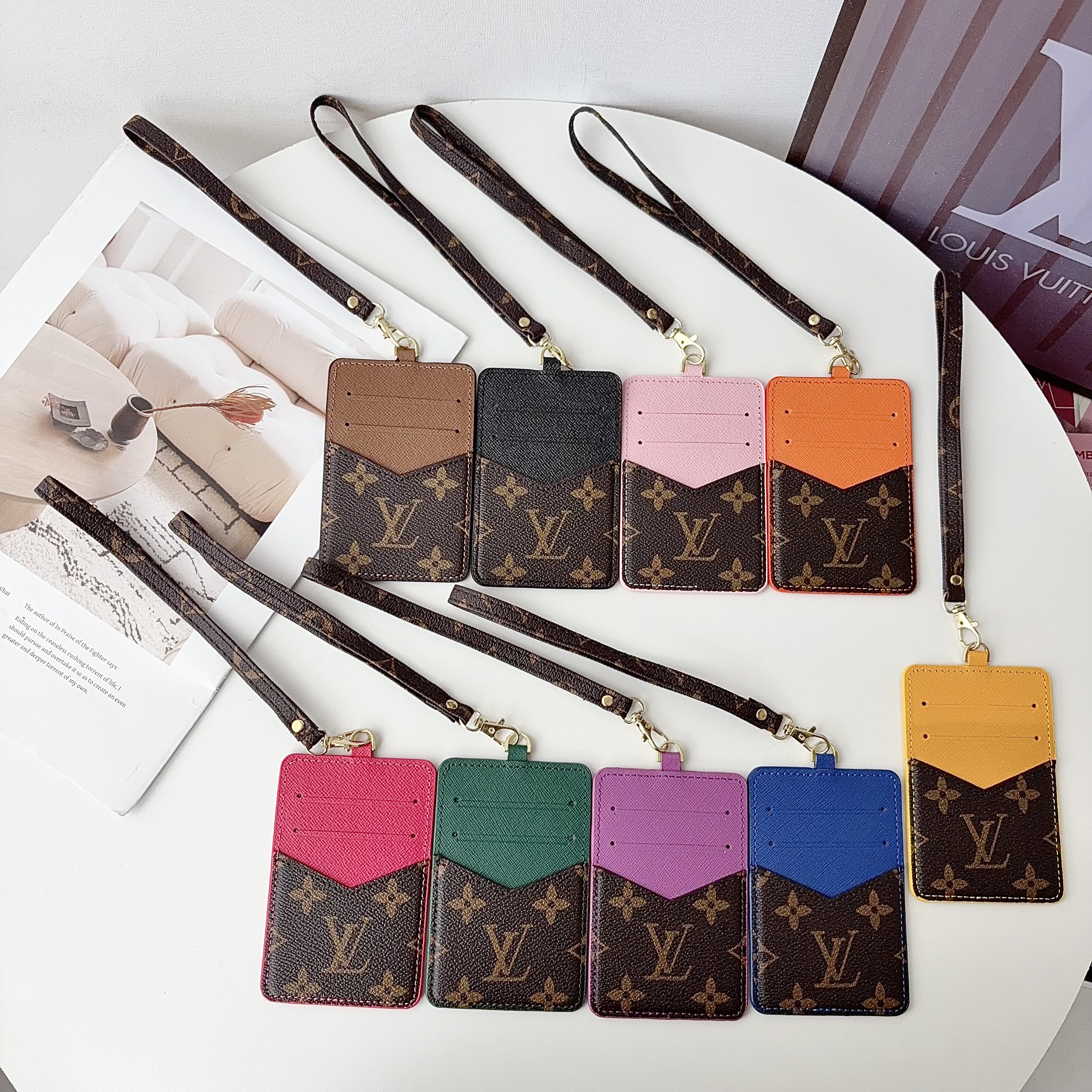 LV Classic Monogram Slim ID Badge Cardholder Wallet with Key Clasp