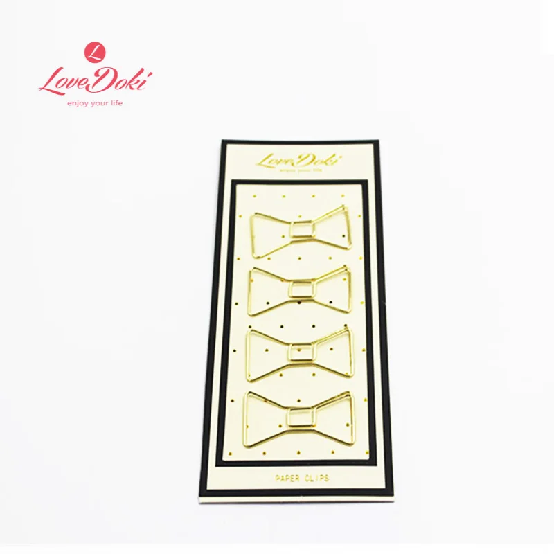 2024 Cute Paper Clips Bookmark Gold Bow Clip Notebook DIY Accessories Bookend Clip School Metal Paper Clips Stationery