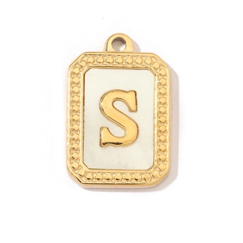A Pack Of 3 201 Stainless Steel Shell 18K Gold Plated Letter Polished Pendant