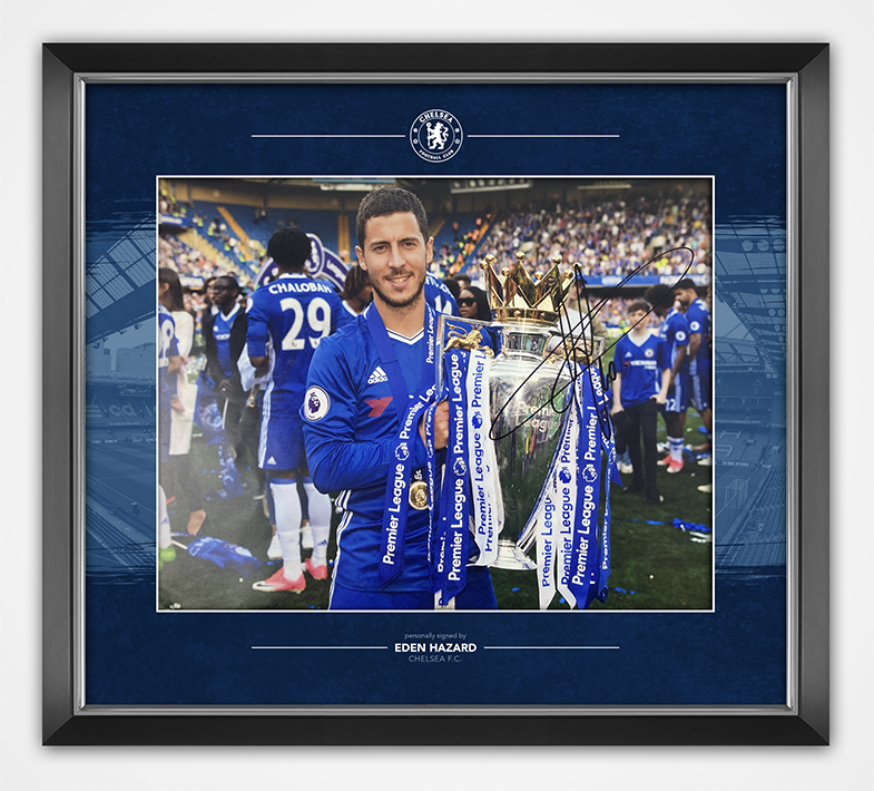 Eden Hazard SIGNED Framed 11X14 Photo Poster painting Chelsea FC Premier League Winner AFTAL COA