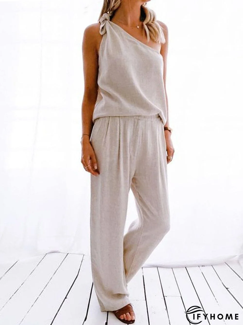 Knot Front Solid Casual Jumpsuit & Romper | IFYHOME