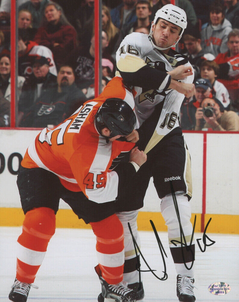 Fight! Arron Asham Signed Philadelphia Flyers 8x10 Photo Poster painting (YSMS COA) NHL Hockey