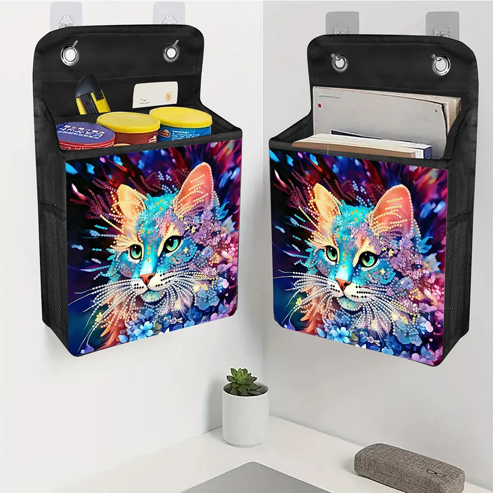 5D DIY Flower Cat Diamond Painting Hanging Storage Bag Diamond Art Organizer Box Home Decor 
