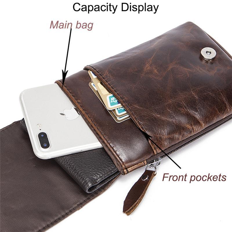 Mens Vintage Fashion Outdoor Mobile Phone Leather Waist Packs