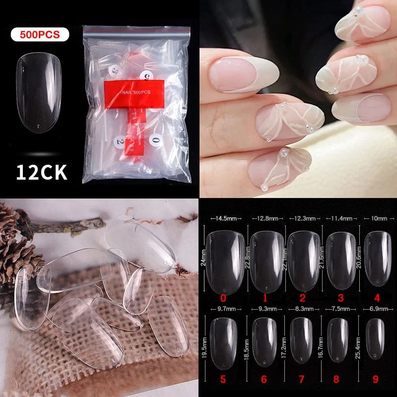 500Pcs False Nail Extension French Natural Transparent Stiletto Coffin False Nails Tips Long Acrylic UV Gel Nail Polish Manicure-Nail Inspo