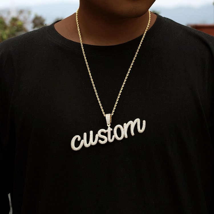 Custom Name Chain Iced Out Letters Pendant Necklace Jewelry
