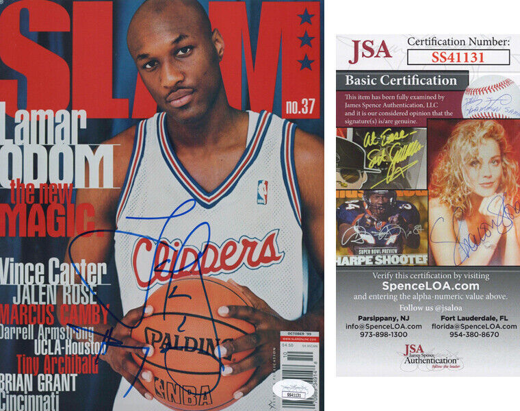 Rare LAMAR ODOM signed LOS ANGELES CLIPPERS SLAM MAGAZINE COVER