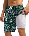 difficort Mens Swim Trunks Quick Dry Bathing Suit 9 inch Inseam Board Shorts with Compression Liner and Zipper Pocket