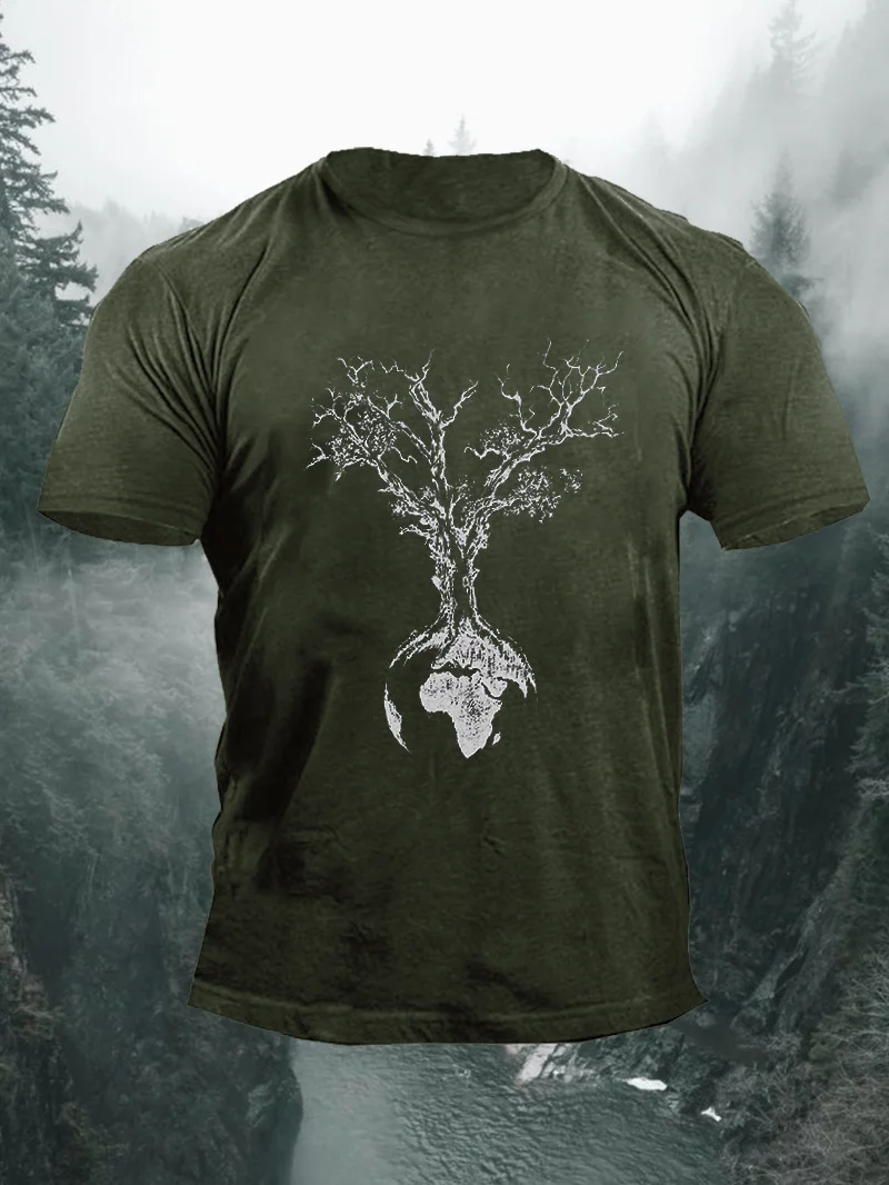 Oak Tree Print Short Sleeve Men's T-Shirt in  mildstyles