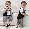 Baby Boy Gentleman Bowtie Plaid Swallowtail Sets 2 Pcs