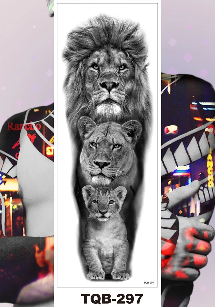 Full Flower Arm Temporary Tattoo Sticker Man Woman Girls Body Leg Fake Tatoo Sexy Tiger Wolf Beauty & Beast Body Art Hotwife DIY