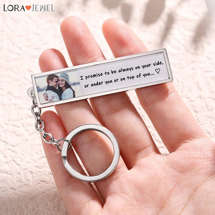 Custom Photo Promise Keychain Always on Your Side Keyring for Couple