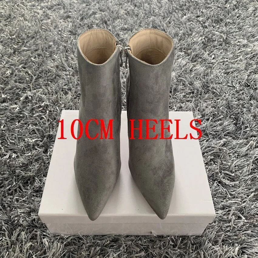 Brand Fashion Women Ankle Boots Zip Pointed Toe Footwear 10CM High Heels Female Boots Party Shoes Women 2020 New Winter