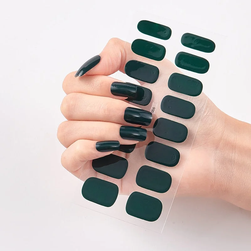 16 Tips/Sheet Pure Solid Color Fashion Nail Polish Minimalist Design Full Cover Nail Stickers Nail Polish Nail Accesoires