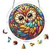(25cm)DIY Acrylic Jigsaw Puzzle Window Hanging with Hanging Chain DIY Stained Glass Decoration Round Window Puzzle Decor for DIY Craft Project (Stained Glass Owl)